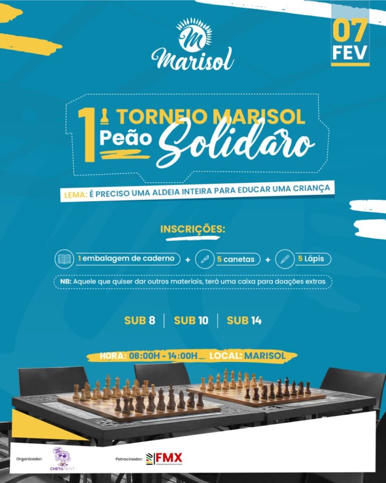1.º Torneio Marisol Peão Solidário une xadrez e acção social na Katembe