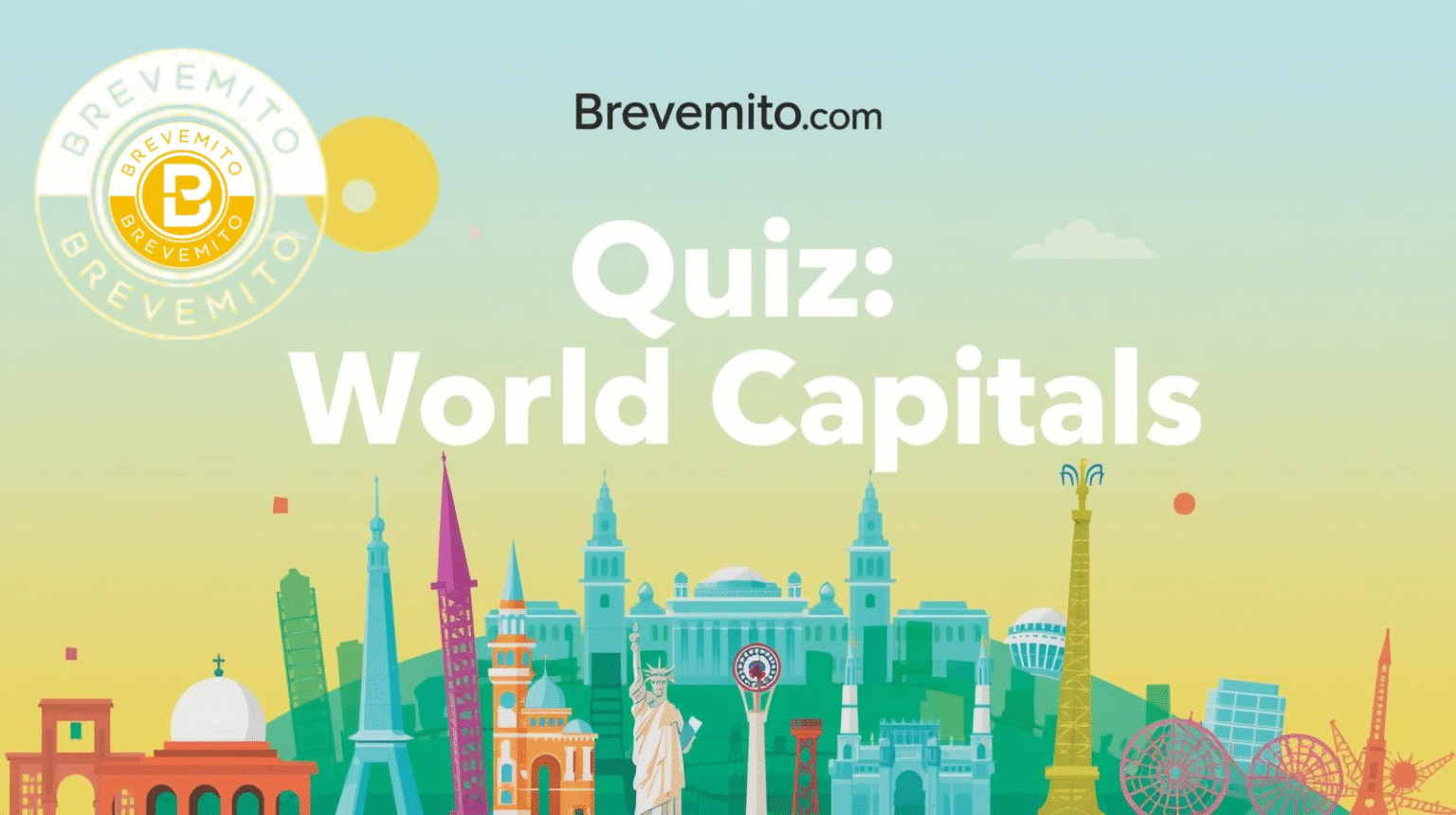 Mapa-múndi ilustrando o quiz de capitais do mundo