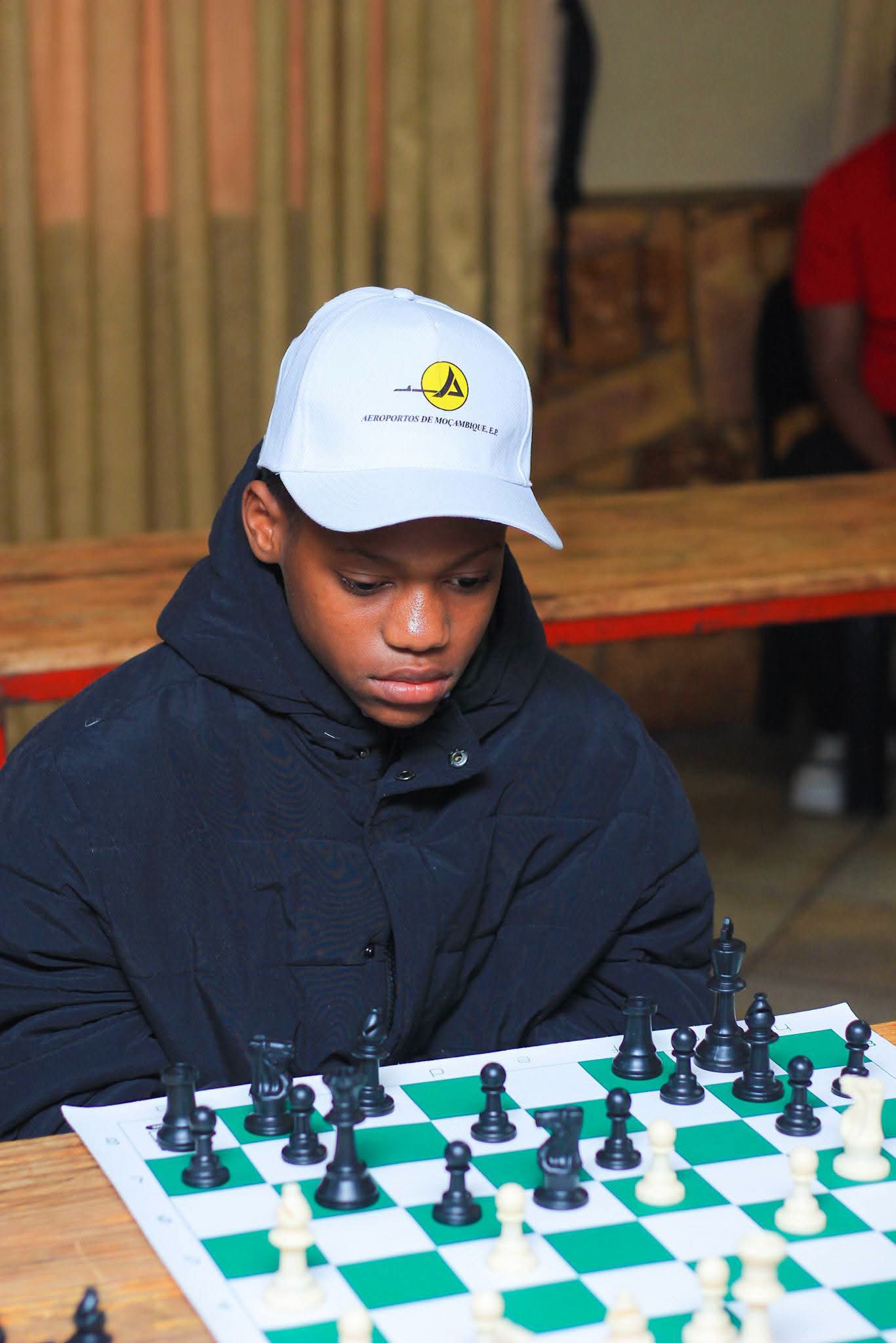 Retrato de Sanes Lacerda Silva, de Moçambique, terceiro classificado da categoria U14 do Trojan Horse Chess Open 2026