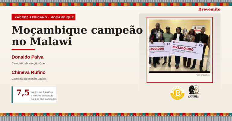 Moçambique brilha no Malawi: Donaldo Paiva e Chineva Rufino sagram-se campeões com a mesma pontuação